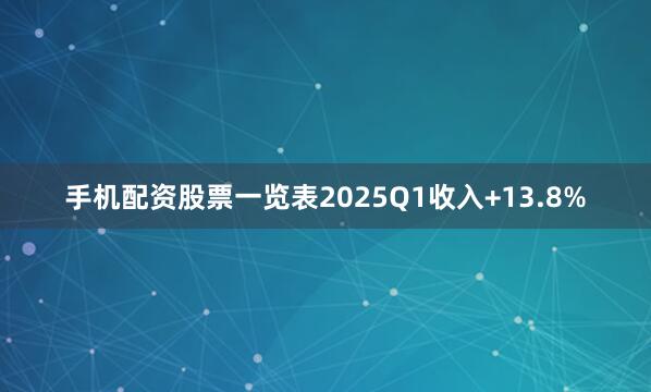 手机配资股票一览表2025Q1收入+13.8%